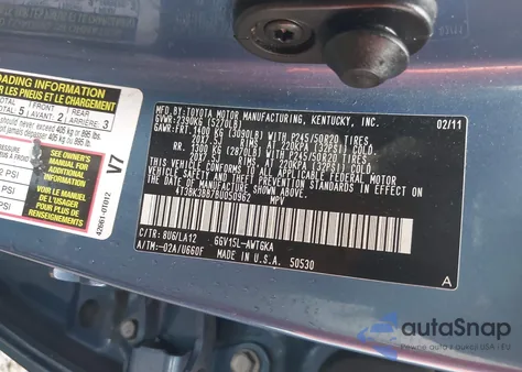 2011 Toyota Venza Base V6 из США, поврежденный, VIN 4T3BK3BB7BU050962